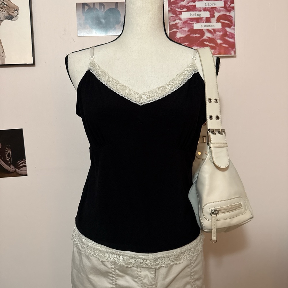 Elegant Black Lace Trim Camisole